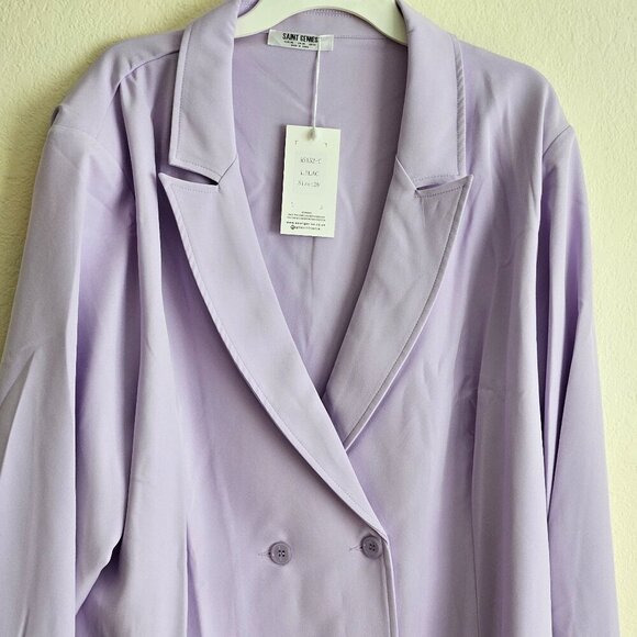 NWT SAINT GENIES LILAC Office OccassionTrench Coat Blazer Zipper Cuff Dress 28 - Picture 6 of 10